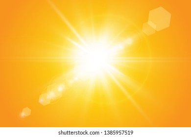  Warm sun on a yellow background. Leto.bliki solar rays
