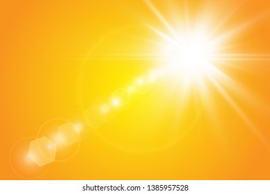  Warm sun on a yellow background. Leto.bliki solar rays
