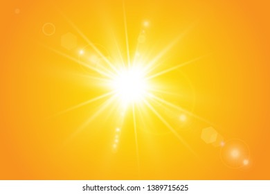  Warm sun on a yellow background. Leto.bliki solar rays

