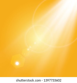 Warm sun on a yellow background. Leto.bliki solar rays.Оrange yellow background.
