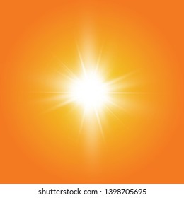  Warm sun on a yellow background. Leto.bliki solar rays
