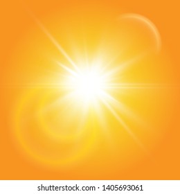  Warm sun on a yellow background. Leto.bliki solar rays

