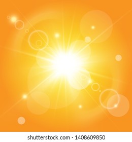  Warm sun on a yellow background. Leto.bliki solar rays
