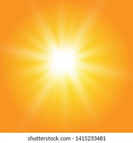  Warm sun on a yellow background. solar rays