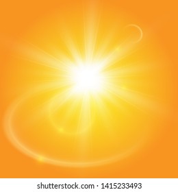  Warm sun on a yellow background. solar rays
