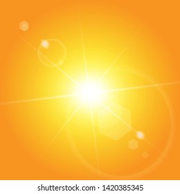  Warm sun on a yellow background. Leto.bliki solar rays


