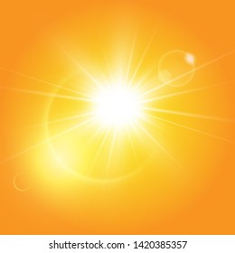  Warm sun on a yellow background. Leto.bliki solar rays

