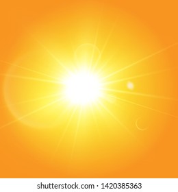  Warm sun on a yellow background. Leto.bliki solar rays

