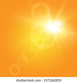  Warm sun on a yellow background. Leto.bliki solar rays