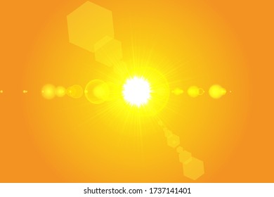 Warme Sonne auf einem gelben Hintergrund. Sommer. Schön. Sonnenstrahlen.