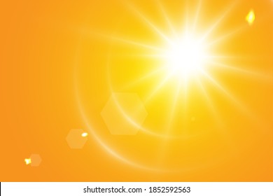  Sol cálido sobre un fondo amarillo. Rayos solares Leto.bliki