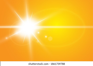  Warm sun on a yellow background. Leto.bliki solar rays