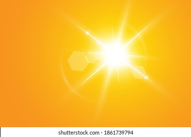  Warm sun on a yellow background. Leto.bliki solar rays