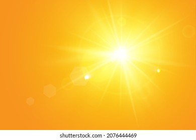  Warm sun on a yellow background. Leto.bliki solar rays