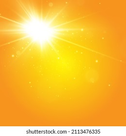  Warm sun on a yellow background. solar rays