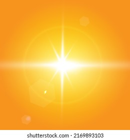  Warm sun on a yellow background. solar rays
