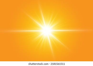 Warm sun on a yellow background. Leto.bliki solar rays.Оrange yellow background.