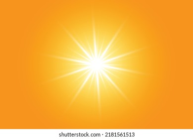 Warm sun on a yellow background. Leto.bliki solar rays.Оrange yellow background.