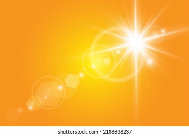 Warm sun on a yellow background. Leto.bliki solar rays.Оrange yellow background.