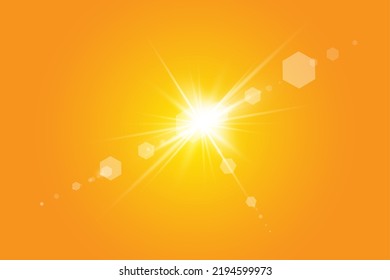 Sol cálido sobre un fondo amarillo. Rayos solares Leto.bliki.О fondo amarillo.