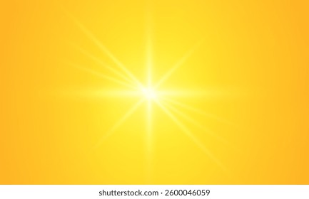  Warm sun on a yellow background. Leto.bliki solar rays