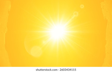  Warm sun on a yellow background. Leto.bliki solar rays