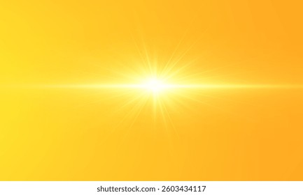  Warm sun on a yellow background. Leto.bliki solar rays