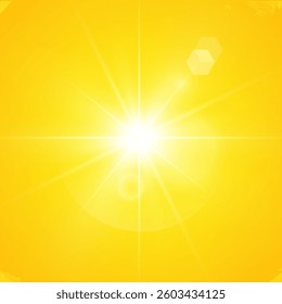  Warm sun on a yellow background. Leto.bliki solar rays