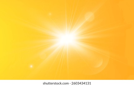  Warm sun on a yellow background. Leto.bliki solar rays