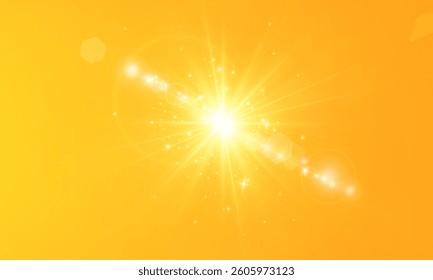  Warm sun on a yellow background. Leto.bliki solar rays