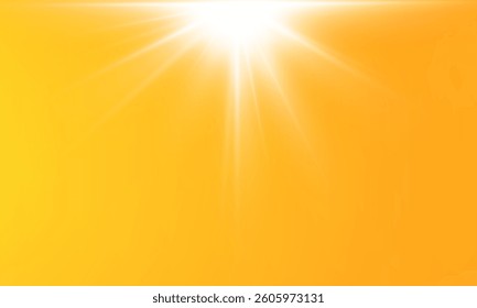 Warm sun on a yellow background. Leto.bliki solar rays