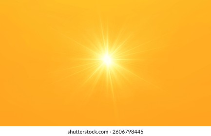  Warm sun on a yellow background. Leto.bliki solar rays