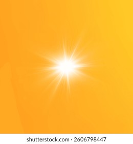  Warm sun on a yellow background. Leto.bliki solar rays