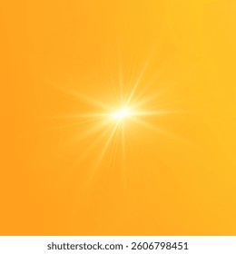  Warm sun on a yellow background. Leto.bliki solar rays