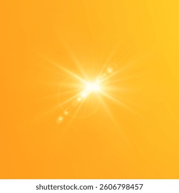  Warm sun on a yellow background. Leto.bliki solar rays