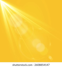 Warm sun on a yellow background. Leto.bliki solar rays.Оrange yellow background.