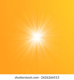  Sol cálido sobre un fondo amarillo. Leto.bliki rayos solares