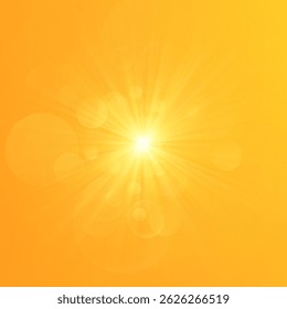  Warm sun on a yellow background. Leto.bliki solar rays
