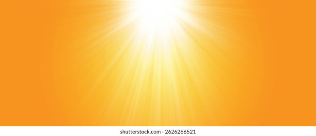  Sol cálido sobre un fondo amarillo. Leto.bliki rayos solares