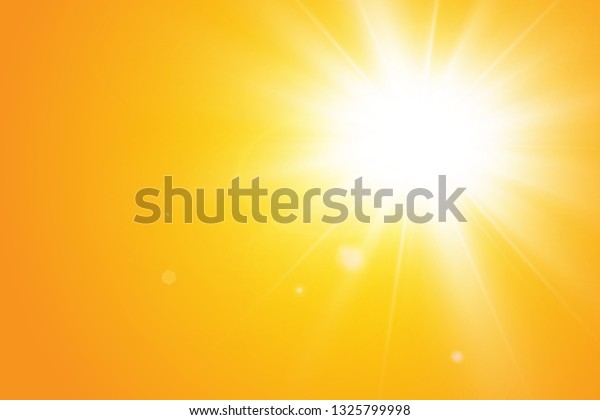 黄色い背景に暖かい日差し レト ブリキ太陽光 のベクター画像素材 ロイヤリティフリー