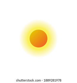 warm sunny sun flat icon. hot orange light bright sunrise vector illustration