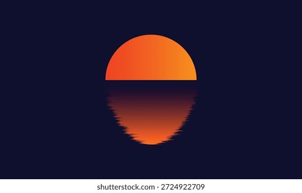 Colores cálidos de la puesta del sol suavemente reflejados en un fondo azul oscuro.