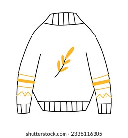 Suéter cálido en forma de doodle. Ilustración vectorial. Lineal de otoño. Ropa de otoño.