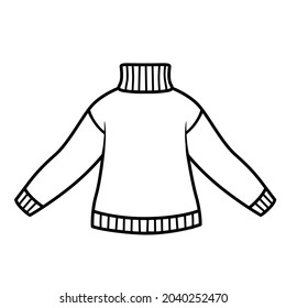 Warm sweater of fine yarn the basic model outline for coloring on a white background