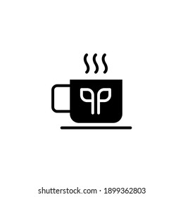 Warm tea cup glyph icon. Cafe and restaurant icon in black solid style. Vector