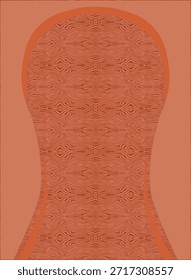 A warm terracotta design featuring a central panel with symmetrical, organic wavy lines. Ideal for apparel, sports jersey sublimation, and modern textile prints.
