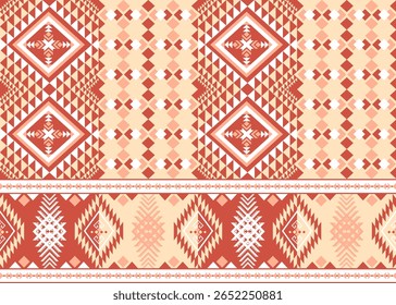 Warm Terracotta Tribal Seamless Pattern Ethnic Geometric Border Vector