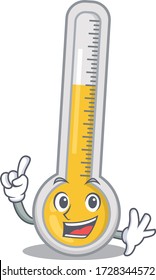 Warm thermometer mascot character design with one finger gesture