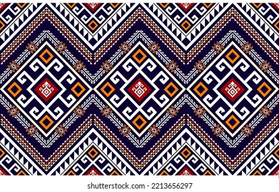 Warm tone abstract geometric ethnic pattern western, american indian onrental africa. for carpet,wallpaper,clothing,wrapping,batik,fabric,tile, backdrop,Vector illustration. embroidery style.