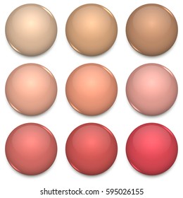 Warm tone color glossy blank badges vector template.